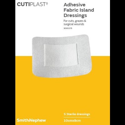 Cutiplast Adhesive Fabric Island Dressings 10cm x 8cm 5 Pack
