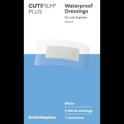 Cutifilm Plus Waterproof Dressing 7. 2cm x 5cm 5 Pack