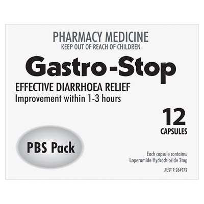 Gastro-Stop Capsules PBS 2mg Loperamide 12 Capsules