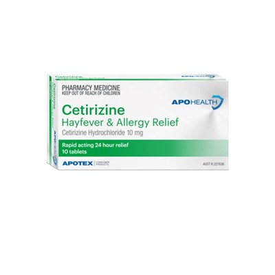 ApoHealth Cetirizine Hayfever & Allergy Relief 10 Tablets