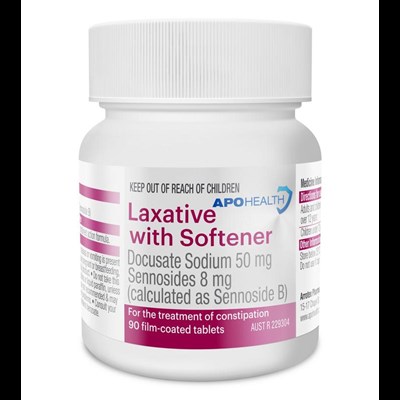 ApoHealth Laxative with Softener 50mg 90 Tablets