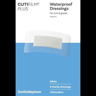 Cutifilm Plus Waterproof White Dressing 10cm x 8cm 5 Pack