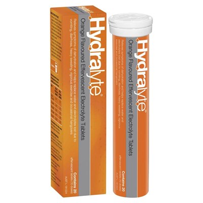 Hydralyte Orange Effervescent Electrolyte 20 Tablets