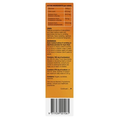 Hydralyte Orange Effervescent Electrolyte 20 Tablets