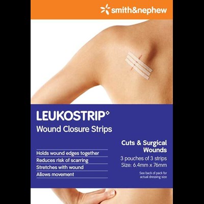 Leukostrip Wound Closure Strips 6.4mm x 76mm 3 Pack