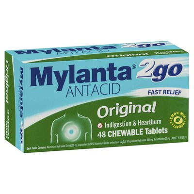 Mylanta 2 Go Original 48 Chewable Tablets