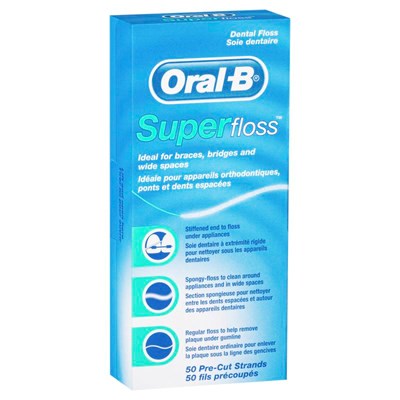 Oral-B Superfloss Dental Floss Pre-Cut Strands 50 pack