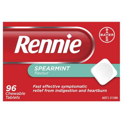 Rennie Indigestion and Heartburn 96 Chewable Tablets