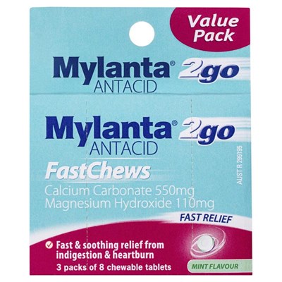 Mylanta 2 Go Fast Chews 24 Pack