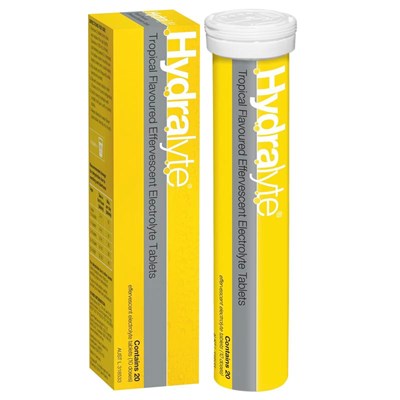 Hydralyte Tropical Flavoured Effervescent Electrolyte Tablets 20 Pack