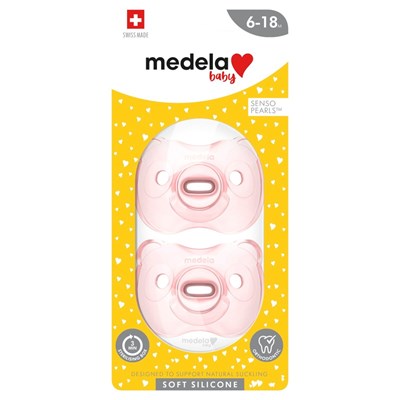 Medela Baby Soft Silicone Soother Duo Pink 6-18 Months 2 Pack